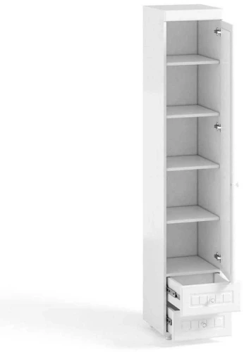 Шкаф-пенал 1дв. (гл.410) с зеркалом и ящиками Монако МН-32 белое дерево