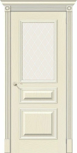 Межкомнатная дверь шпон mr.wood Вуд Классик-15.1 Ivory White Сrystal