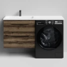 Тумба Смайл 130 подвесной, под стиральную машину, левая, Дуб крымский коричневый ПВХ 131005-9005 Vodok с раковиной в комплекте Тумба Смайл 130 подвесной, под стиральную машину, левая, Дуб крымский коричневый ПВХ 131005-9005 Vodok с раковиной в комплекте