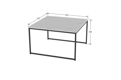 Стол журнальный Овер белый мрамор/черный