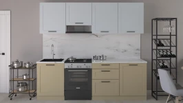 Кухонный гарнитур Берген 2400 белый/Терра/Арвика Кухонный гарнитур Берген 2400 белый/Терра/Арвика