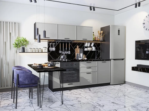 Прямая модульная кухня Фрейм-01 Grey Silk Graphite 1782*2300*600