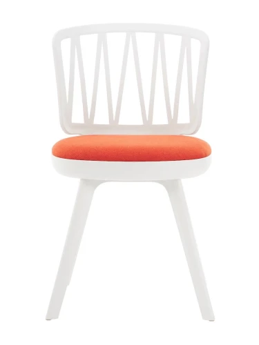 DC275 Стул пластиковый, каркас Белый, подушка Оранжевая