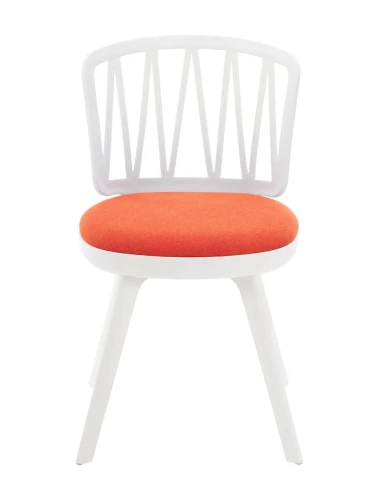 DC275 Стул пластиковый, каркас Белый, подушка Оранжевая