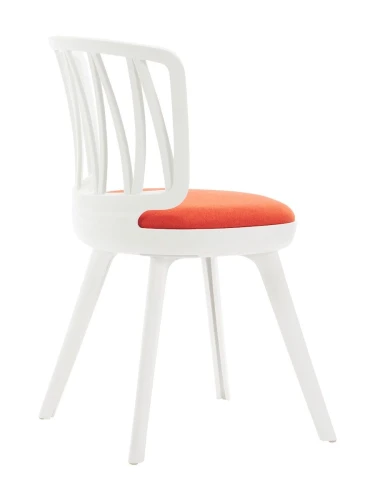 DC275 Стул пластиковый, каркас Белый, подушка Оранжевая