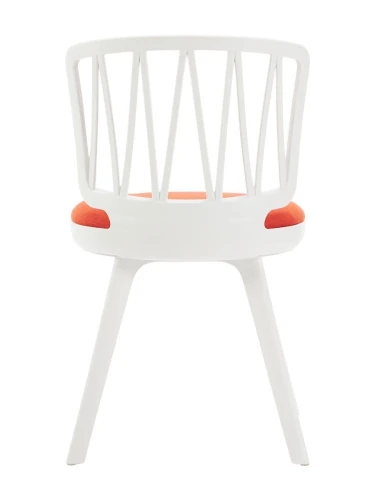 DC275 Стул пластиковый, каркас Белый, подушка Оранжевая