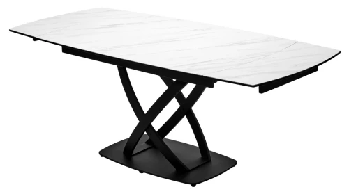 Стол FOGGIA 140 KL-99 Белый мрамор матовый, итальянская керамика/ черный каркас, ®DISAUR