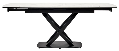 Стол FOGGIA 140 KL-99 Белый мрамор матовый, итальянская керамика/ черный каркас, ®DISAUR