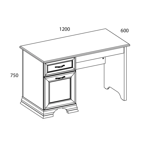 Стол письменный 120, TIFFANY, цвет вудлайн кремовый