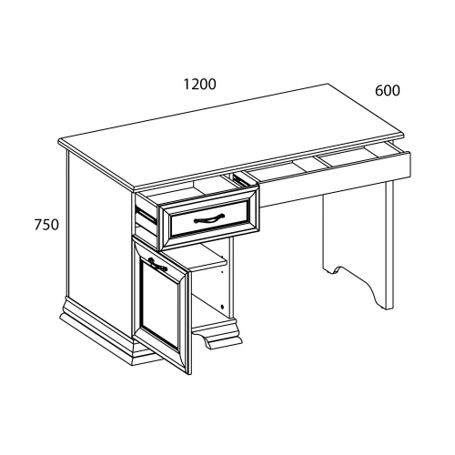 Стол письменный 120, TIFFANY, цвет вудлайн кремовый