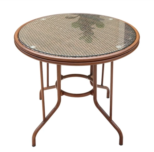 Обеденная группа Стол алюминиевый круглый из искусственного ротанга D80 БАМБУК «BAMBOO» + 4 Кресел  БАМБУК-2 «BAMBOO-2»