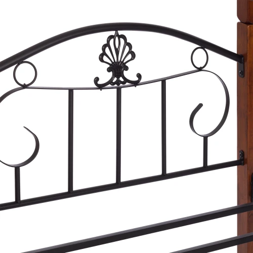 Кровать BOLERO двухярусная дерево гевея/металл, 90*200 см (bunk bed), красный дуб/черный