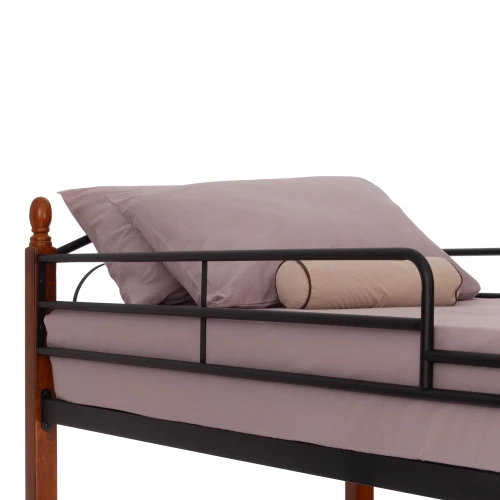 Кровать BOLERO двухярусная дерево гевея/металл, 90*200 см (bunk bed), красный дуб/черный