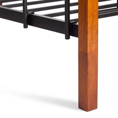 Кровать BOLERO двухярусная дерево гевея/металл, 90*200 см (bunk bed), красный дуб/черный