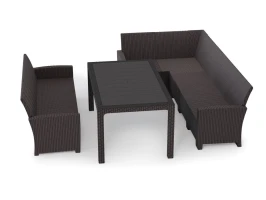 Комплект мебели под ротанг Калифорния “California“ с угловым диваном 240х136 см, 3х-местным диваном 175х62 см  без подушек и столом 165х95 см
