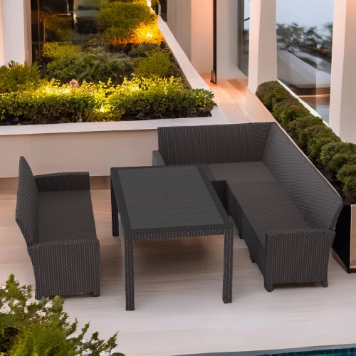 Комплект мебели под ротанг Калифорния “California“ с угловым диваном 240х136 см, 3х-местным диваном 175х62 см  без подушек и столом 165х95 см