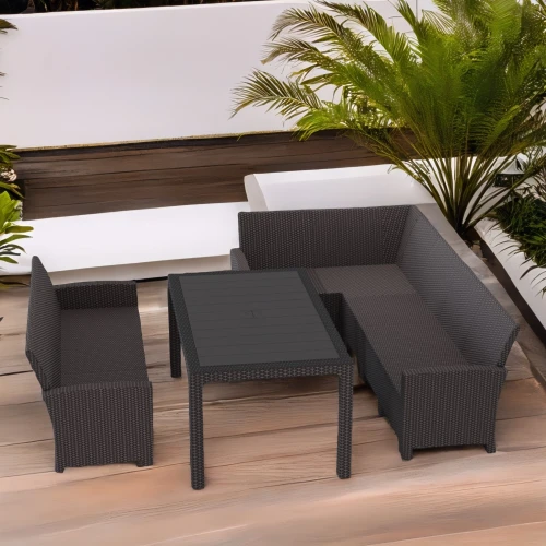 Комплект мебели под ротанг Калифорния “California“ с угловым диваном 240х136 см, 3х-местным диваном 175х62 см  без подушек и столом 165х95 см