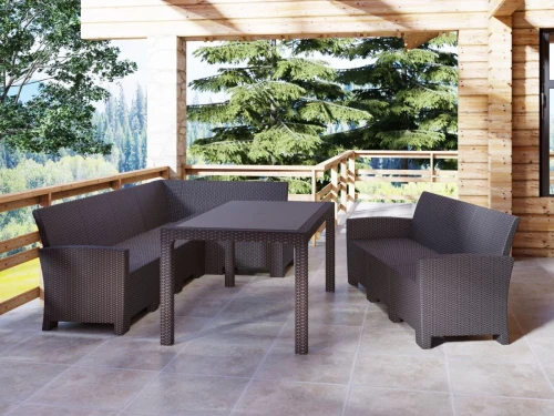 Комплект мебели под ротанг Калифорния “California“ с угловым диваном 240х136 см, 3х-местным диваном 175х62 см  без подушек и столом 165х95 см