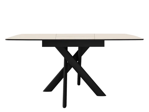 Стол DikLine DKB110, Керамика Krater Perla (бежевый матовый)/подстолье черное/опоры черные