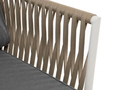 "Касабланка" кресло плетеное из роупа, каркас алюминий светло-серый (RAL7035) шагрень, роуп серо-коричневый 23мм, ткань Neo ash