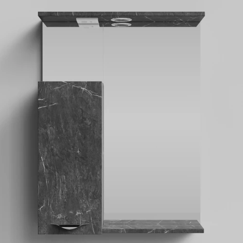 Зеркало Марко 60, ручки Хром, Мрамор Графит софт тач ПВХ 4044-3, левый