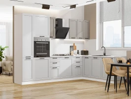 Кухонный гарнитур Нео-03 Clay Silk/Grey Silk Белый
