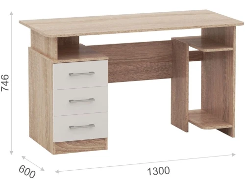 Стол «Гарвард» 130 3ящ, Дуб сонома/Белый