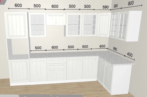 Кухонный гарнитур Прага 3300х1390 (белое дерево)
