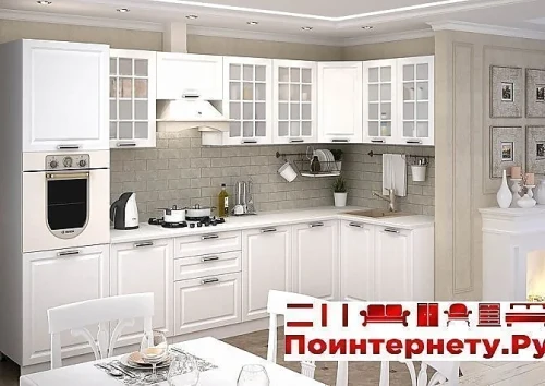 Кухонный гарнитур Прага 3300х1390 (белое дерево)