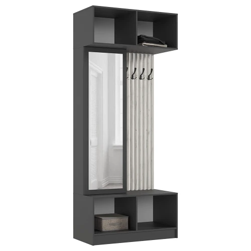 Прихожая Роджина, Графит, Дуб крафт белый