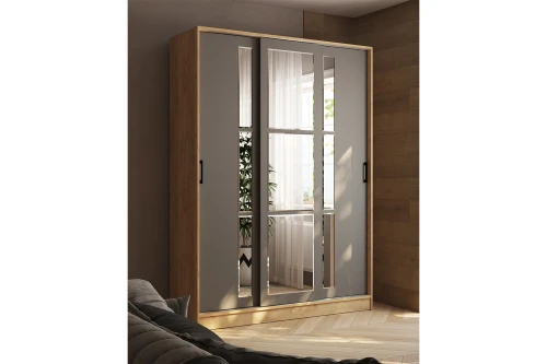 Шкаф-купе Стиль-2 160, Дуб Крафт Золотой, Графит серый