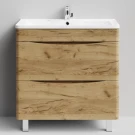 Тумба Адель 80 напольный, Дуб Тортуга ПВХ 2357-43 Vodok с раковиной в комплекте