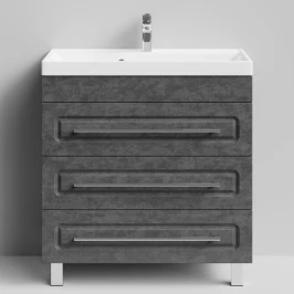 Тумба Арабеска 80 напольный, Серый камень ПВХ 57806 Vodok с раковиной в комплекте