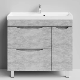 Тумба Лайт 90 напольный, Горный камень ПВХ 57807, 2 ящика, 1 дверь справа Vodok с раковиной в комплекте