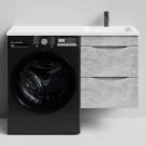 Тумба Смайл 110 подвесной, под стиральную машину, правая, Горный камень ПВХ 57807 Vodok с раковиной в комплекте