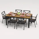 Обеденная группа TELLA  FESTA каркас карбон / стол тик 180 / ткань антрацит Обеденная группа TELLA  FESTA каркас карбон / стол тик 180 / ткань антрацит