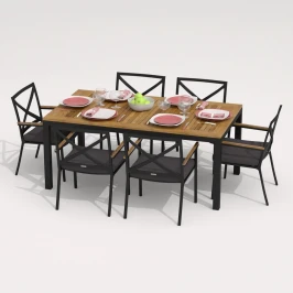 Обеденная группа TELLA  FESTA каркас карбон / стол тик 180 / ткань антрацит