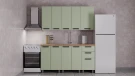 Готовый кухонный гарнитур ГК Аленушка 1,6м Магнолия Фисташка/Фисташка,скоба черный,сонома