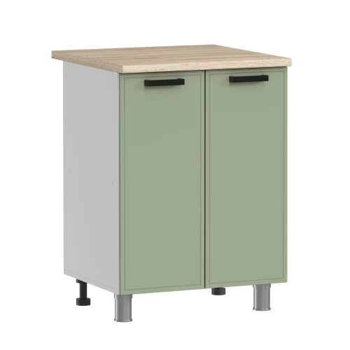 Готовый кухонный гарнитур ГК Аленушка 1,6м Магнолия Фисташка/Фисташка,скоба черный,сонома