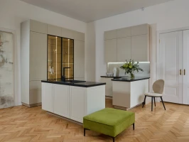 Модульная трехуровневая кухня Маноло 4200х1400 Кварц Грей МДФ ПВХ угловая