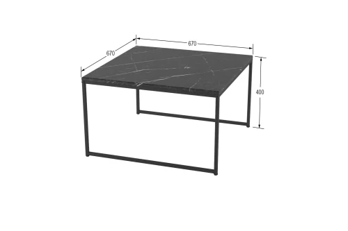Стол журнальный Овер черный мрамор/черный