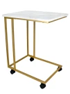 Стол приставной МеталлАрт М007 белый мрамор/золото