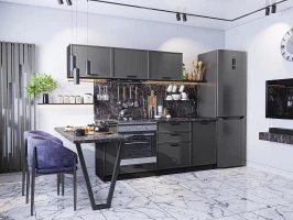 Прямая модульная кухня Фрейм-01 Stormy Silk Graphite 1782*2300*600
