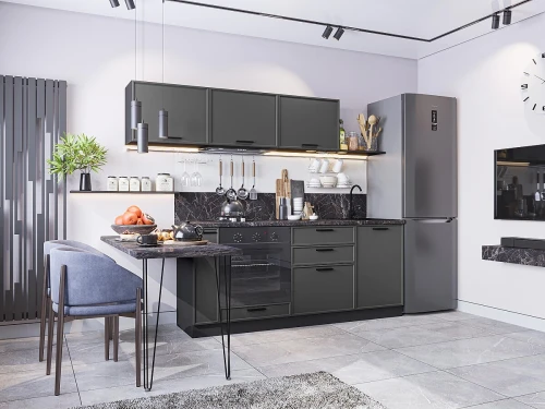 Прямая модульная кухня Фрейм-01 Stormy Silk Graphite 1782*2300*600