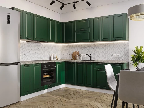 Угловая модульная кухня Дублин-02 Special Green Белый 2140*2200/2400*600