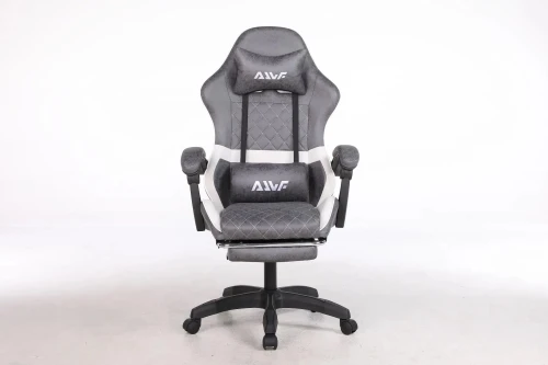 Игровое тканевое кресло WF-6085, с подголовником, металлическим железным каркасом, с подставкой для ног, регулируемыми подлокотниками и регулируемая спинка