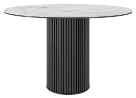 Стол DikLine AKR120 Керамика глянец Ostra Bianco/подстолье черное/опоры черные (2 уп.) Стол DikLine AKR120 Керамика глянец Ostra Bianco/подстолье черное/опоры черные (2 уп.)