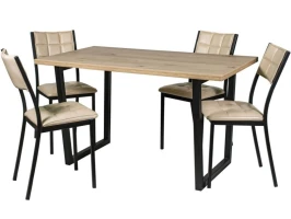 Обеденная группа (Стол Патика и 4 стула Дункан), кожзам Линкольн беж