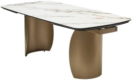 Стол BRONTE 200 раскладной KL-188 Контрастный мрамор матовый, итальянская керамика/ Шампань, ®DISAUR