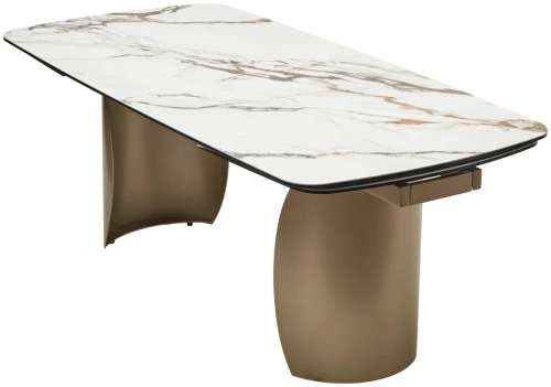 Стол BRONTE 200 раскладной KL-188 Контрастный мрамор матовый, итальянская керамика/ Шампань, ®DISAUR